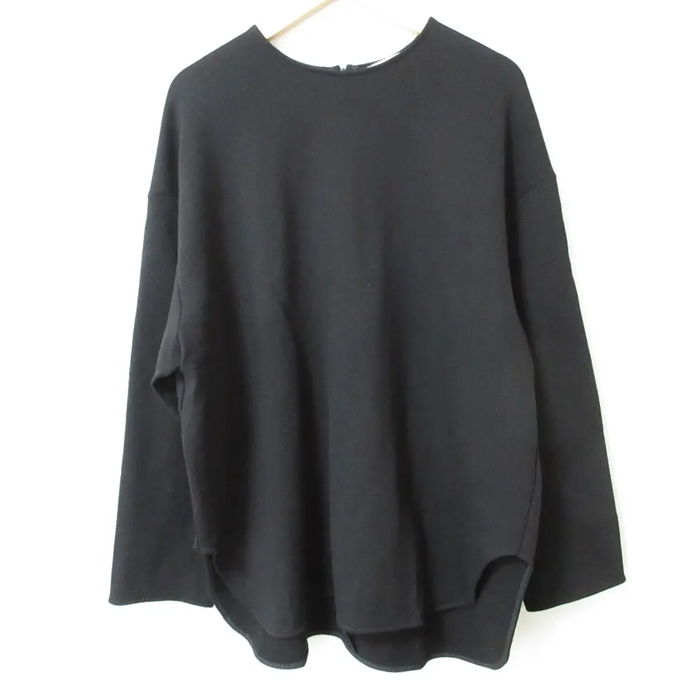 22AW yori ヨリ ぬくぬくTeeブラウス ストレッチ 裏起毛 長袖 オーバーサイズ カットソー プルオーバー YR2211-139AW F ブラック