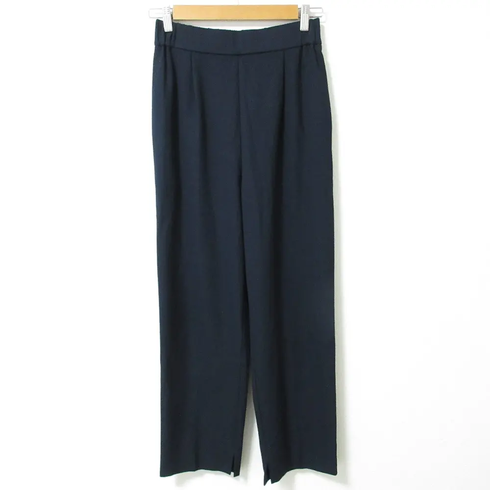 23AW yori ヨリ ウォーム裏起毛ハンサムパンツ タック スリット イージー スラックス YR22-23139AW 38 ネイビー