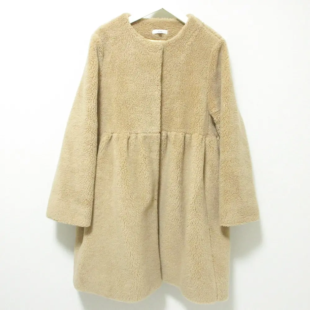 yori ヨリ 23AW もふボアコート ノーカラーコート YR25-23093AW 36 キャメル