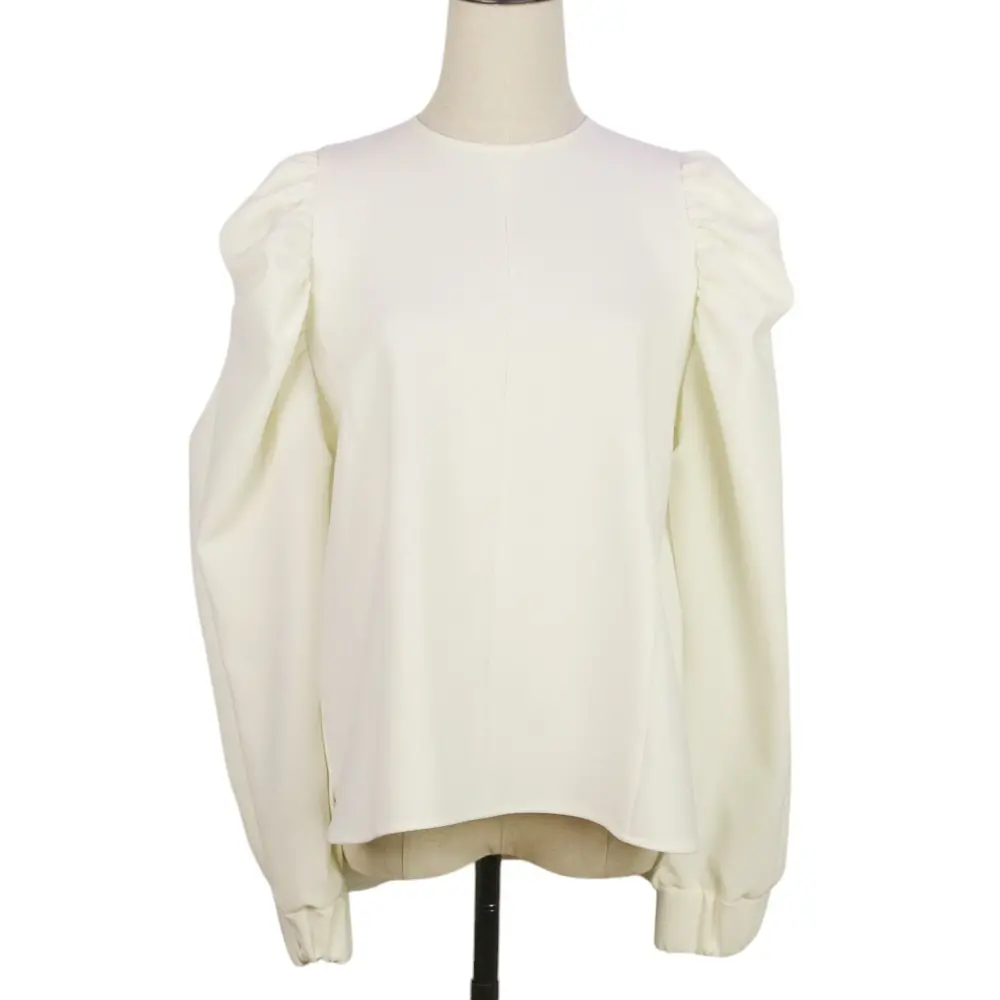 23AW yori ヨリ ストレッチ 長袖 タックショルダーブラウス YR21-23110AW-2 36 ホワイト