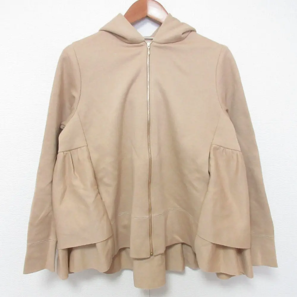 yori ヨリ バックダブルフレアジップパーカー フーディー ジャケット YR2015-003SP サイズF キャメル
