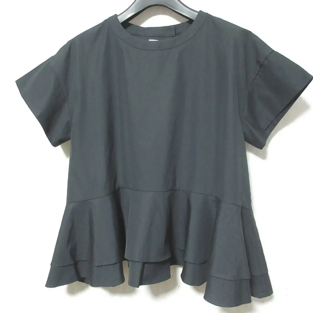 yori ヨリ バックフレアブラウス 半袖 ペプラム プルオーバー YR1821-069SM F ブラック