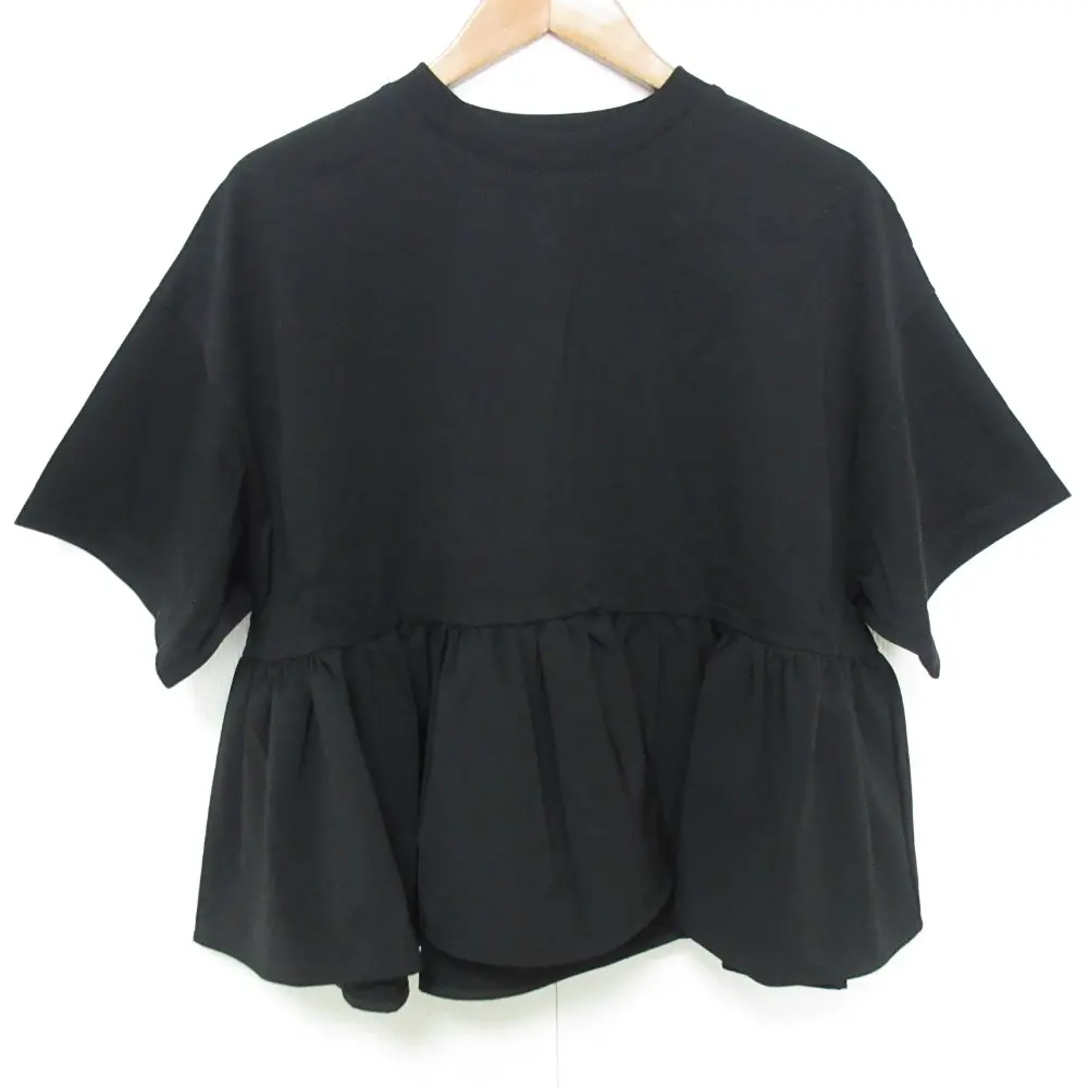 21SS yori ヨリ 半袖 ペプラムカットソー サイズF ブラック