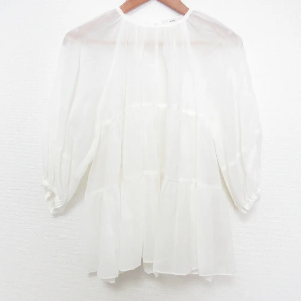 yori ヨリ シアーペプラムブラウス サイズF ホワイト