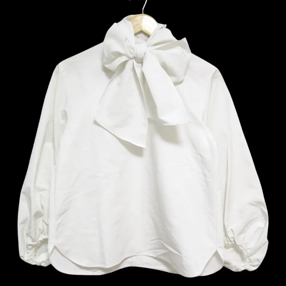 24AW yori ヨリ ビッグリボン 長袖 パフブラウス YR21-24166AW サイズ36 ホワイト