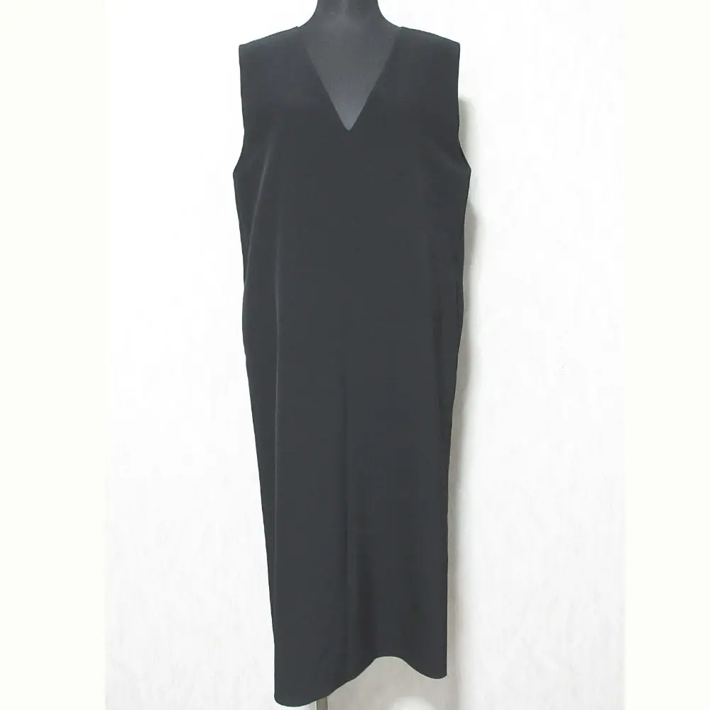 yori ヨリ Vネック ノースリーブ ロングワンピース 36 ブラック