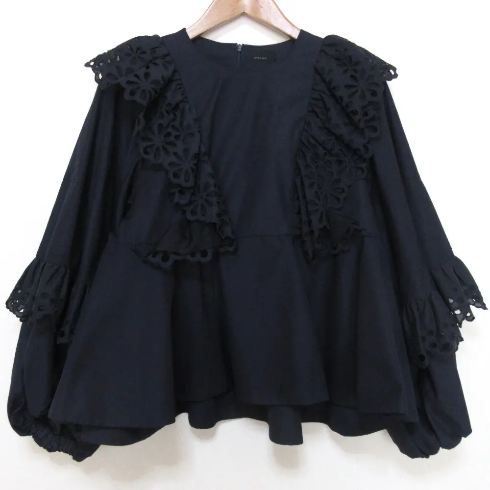 22SS shirocon シロコン ヨリ 長袖 バルーンスリーブ マーガレットブラウス シャツ SC2221-003SP 38 ネイビー