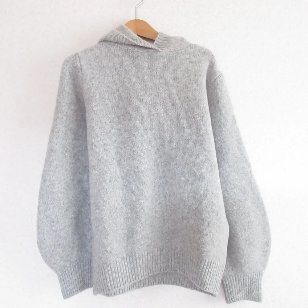 21AW yori ヨリ ウール ニットパーカー プルオーバー フーディー YR2135-078AW F グレー
