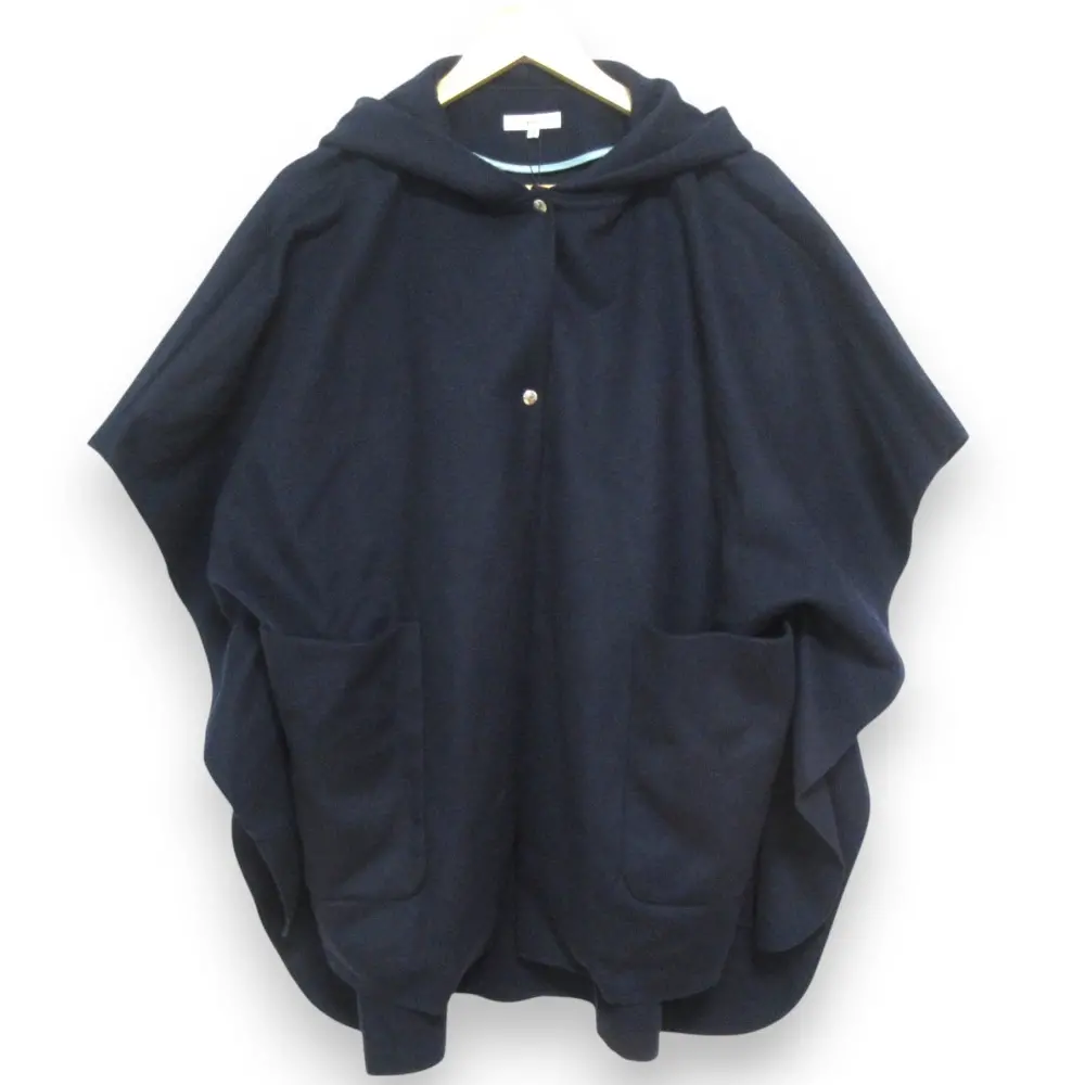 yori ヨリ ウールライトポンチョコート YR2025-087AW サイズ36 ネイビー