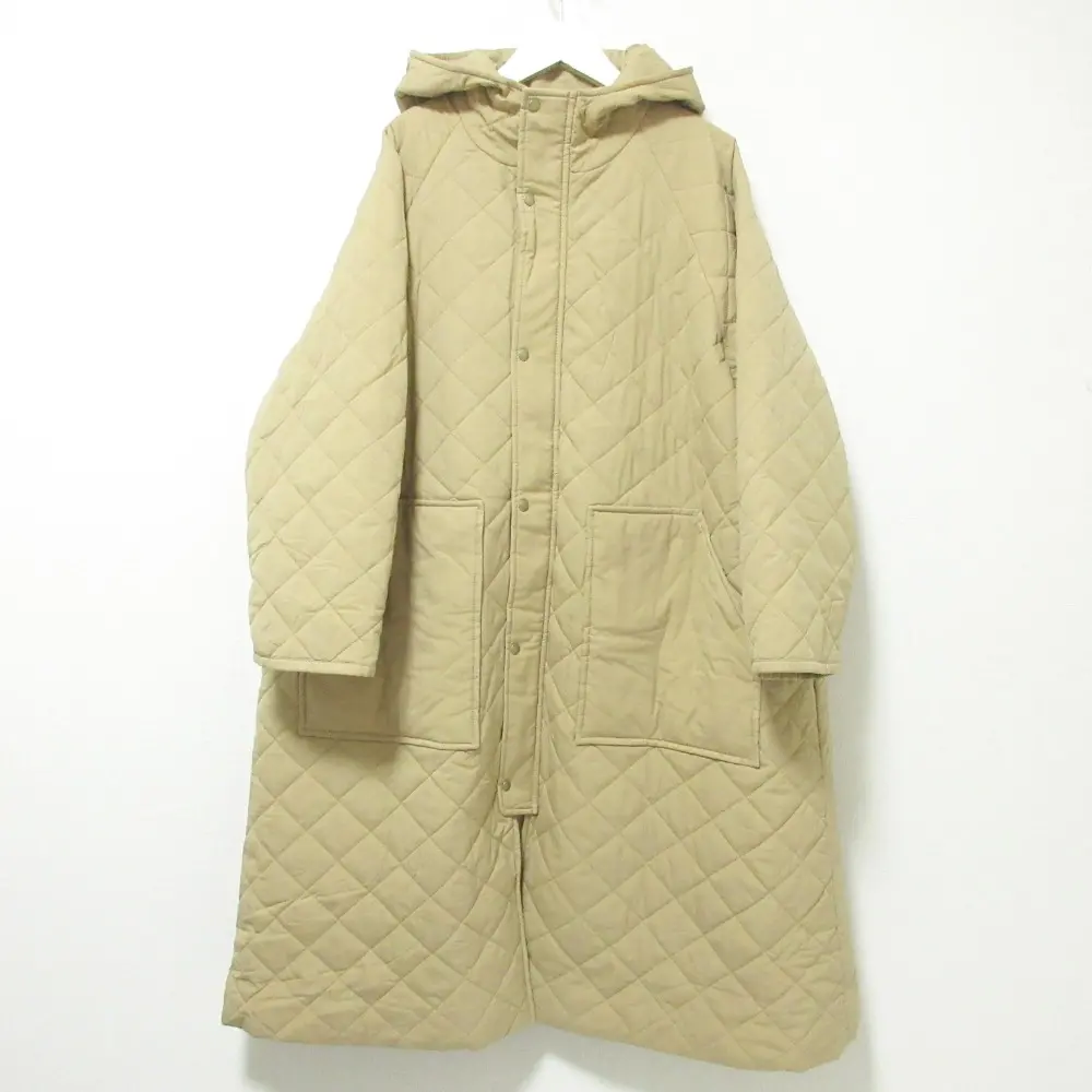 yori ヨリ キルティング フーデッド ロングコート 38 ベージュ
