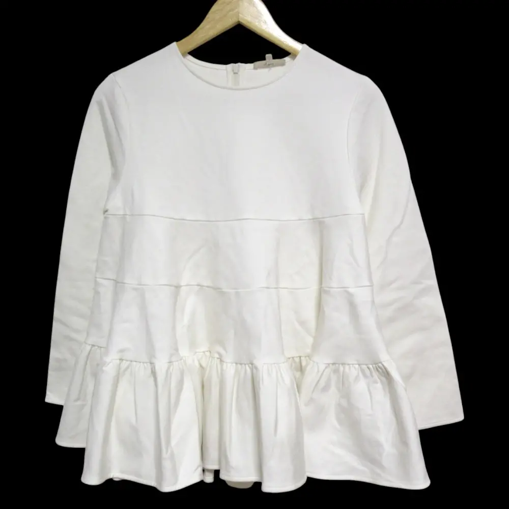 23AW yori ヨリ ぬくぬくティアードフリルブラウス 長袖 プルオーバー YR21-23107AW サイズ36 ホワイト