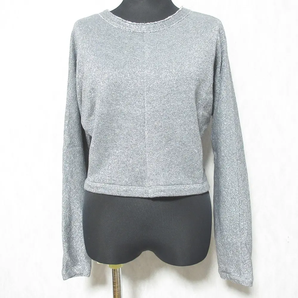 24AW yori ヨリ ラメドルマンプルオーバー 長袖 クルーネック カットソー YR11-24159AW 36 シルバー