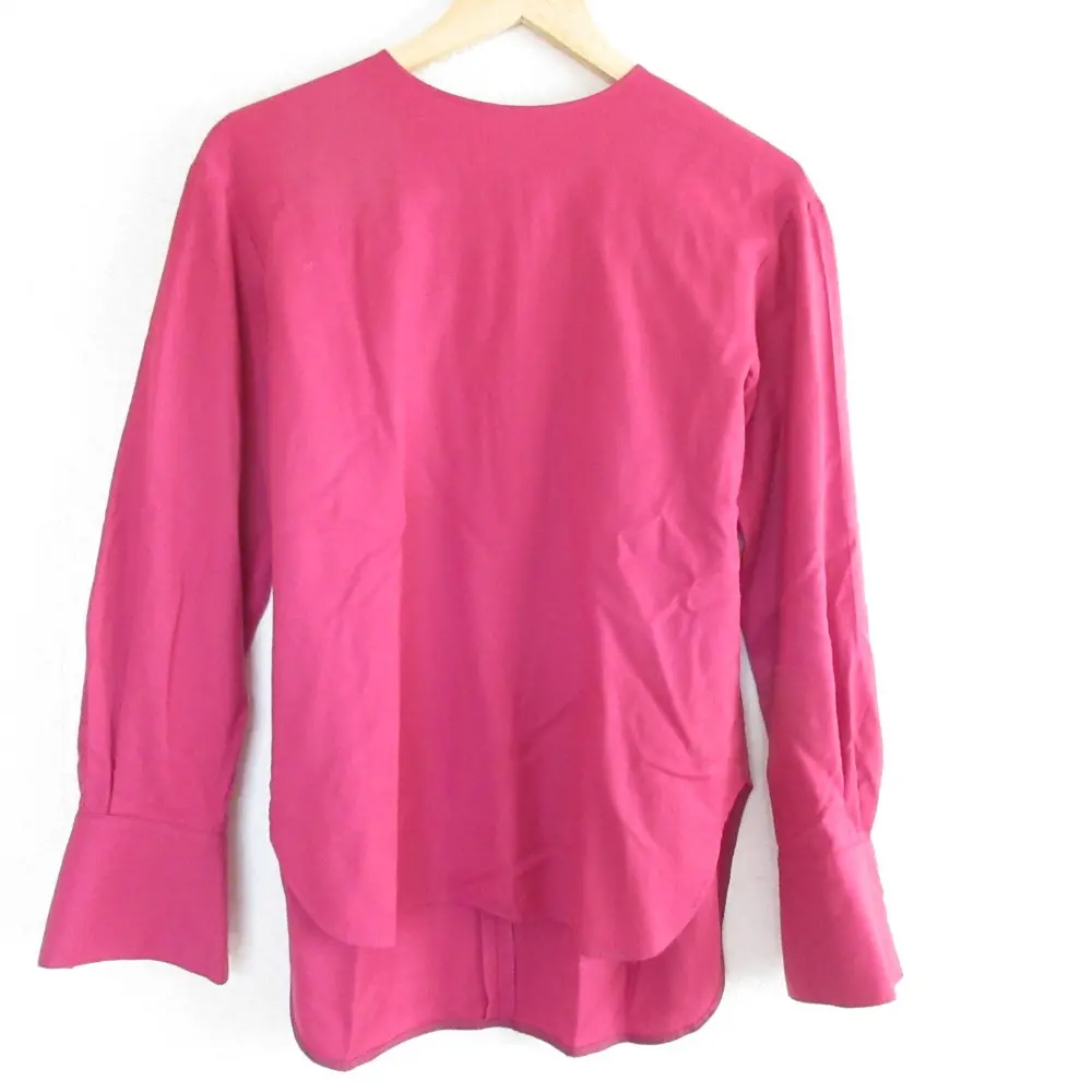 21AW yori ヨリ ウール 長袖 ロングスリーブ ストレッチ ブラウス YR1821-103AT 36 ピンク パープル