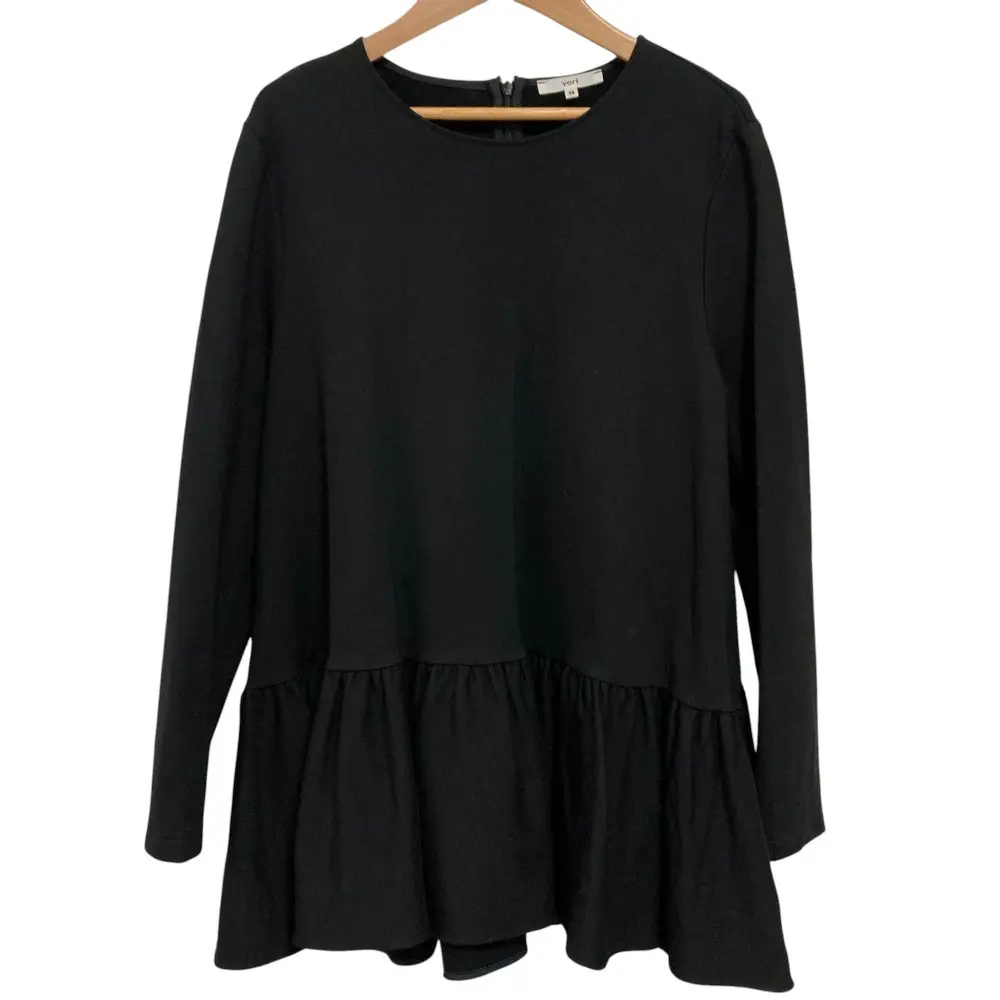 21AW yori ヨリ ぬくぬくヘムフリルブラウス プルオーバー チュニック YR2121-115AW 38 ブラック