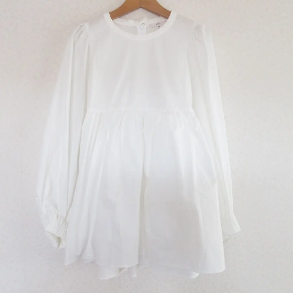 yori ヨリ 長袖 ロングスリーブ ペプラムブラウス カットソー 38 ホワイト