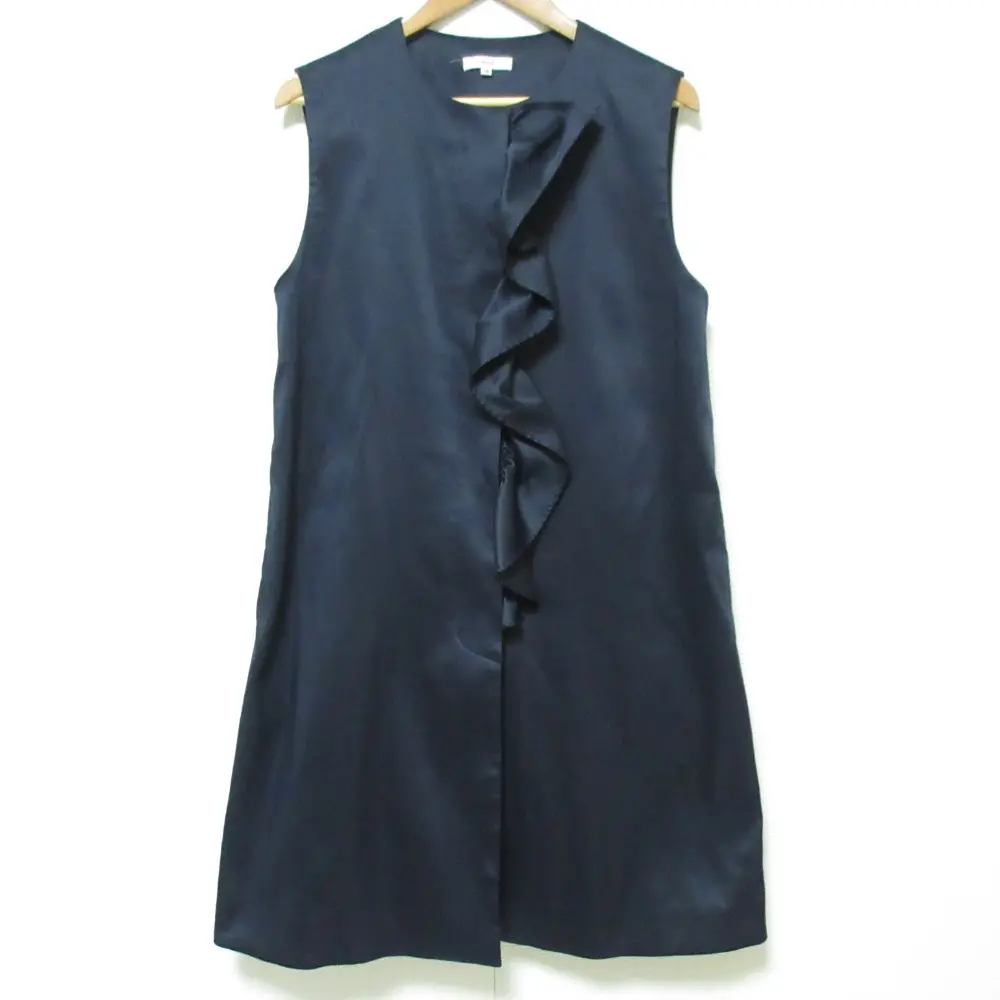 yori ヨリ ブライトフリルジレ ワンピース YR2125-001SP サイズ38 ネイビー