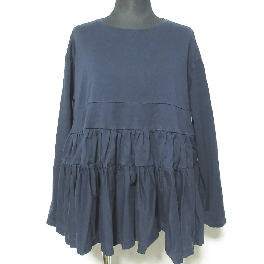 23AW yori ヨリ ティアードカットソー 長袖 フレア プルオーバー YR11-23151AW F ネイビー