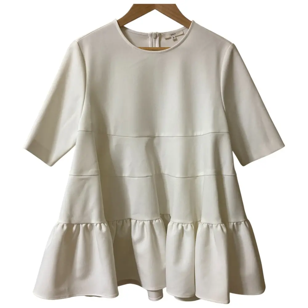 23SS yori ヨリ ハーフスリーブティアードブラウス フレア プルオーバー YR21-23140SM 36 ホワイト