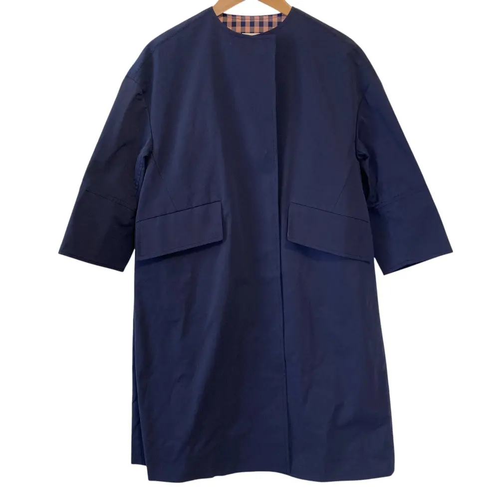 yori ヨリ ノーカラー トレンチコート F ネイビー