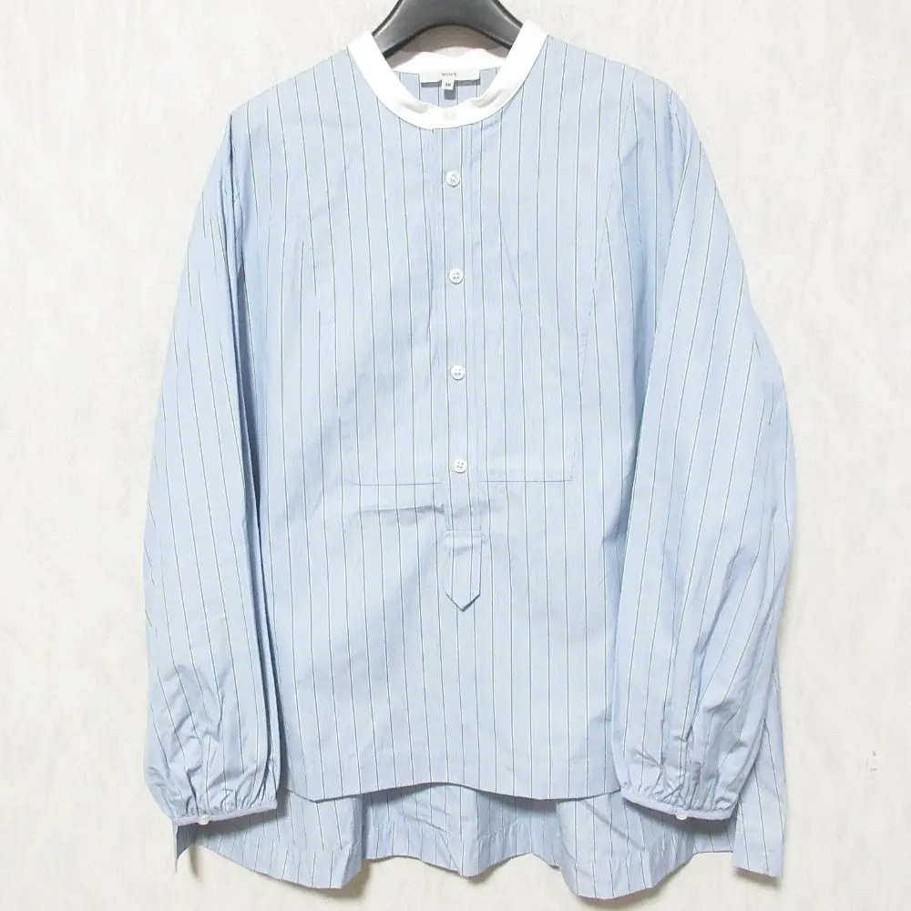 yori ヨリ バックリボン プルオーバー ストライプシャツ ブラウス YR1921-011SP サイズ38 ブルー