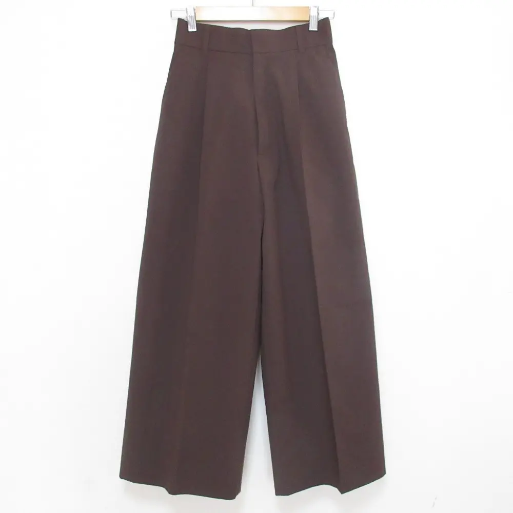 25SS yori ヨリ ビクトリーワイドパンツ スラックス 34 ブラウン