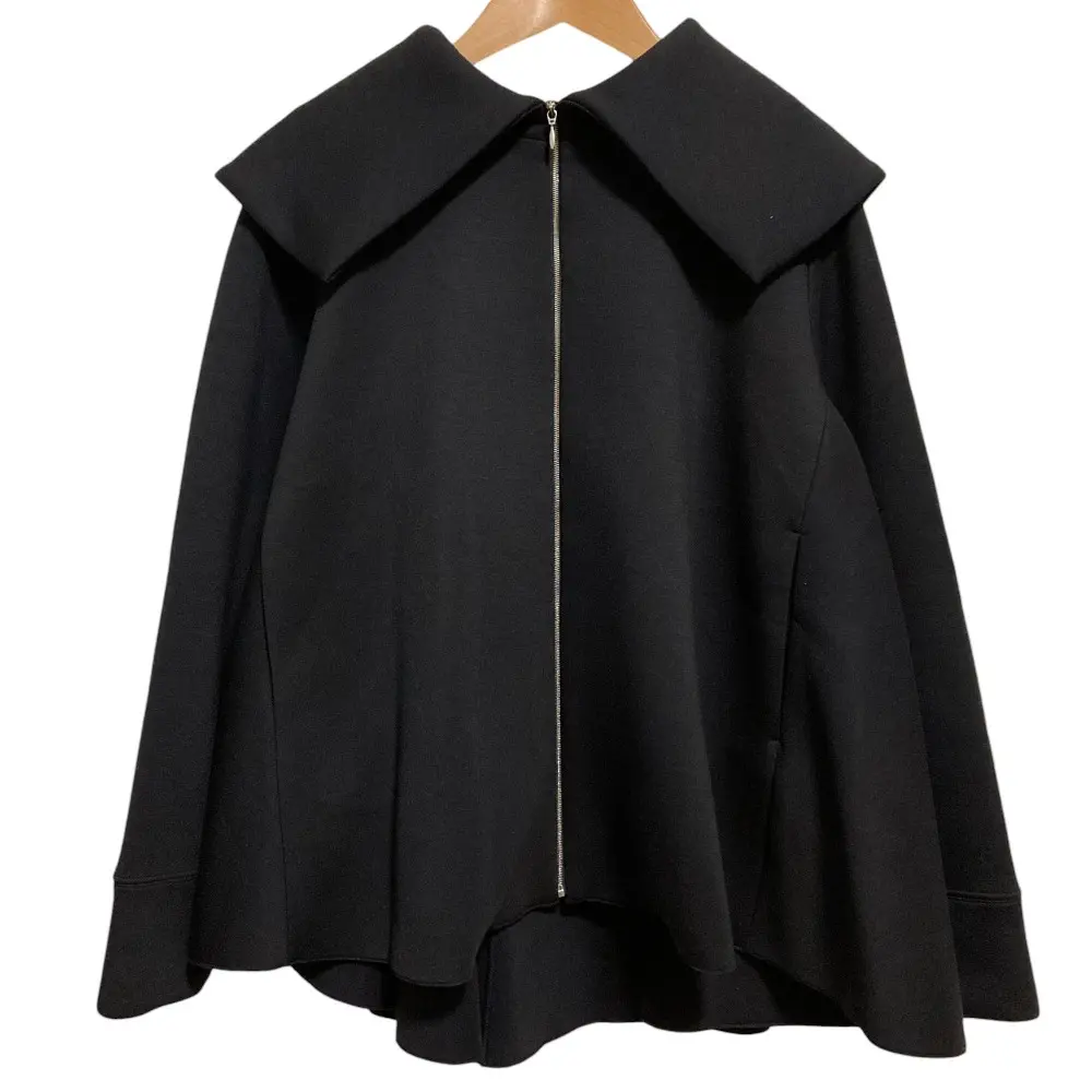 yori ヨリ バックフレアブルゾン ビッグカラー ジップアップ ジャケット F ネイビー