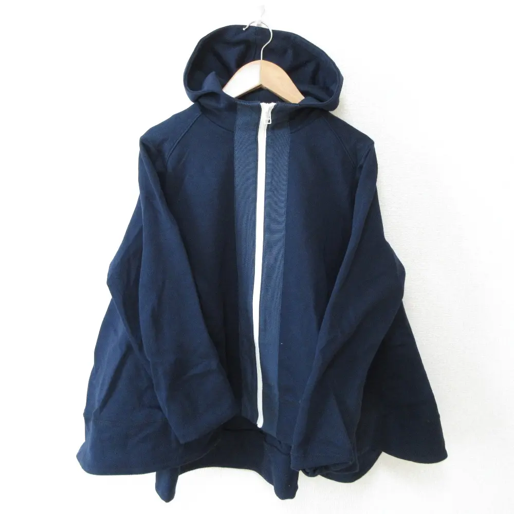 yori ヨリ タックフレアジップパーカー サイズF ネイビー