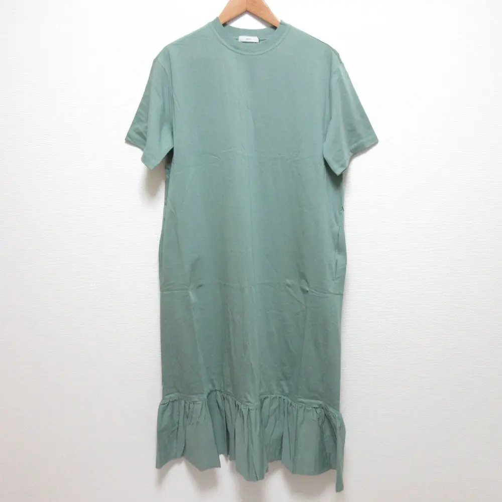 yori ヨリ Tシャツフリルワンピース ショートスリーブ ロング カットソードレス サイズF ミント 