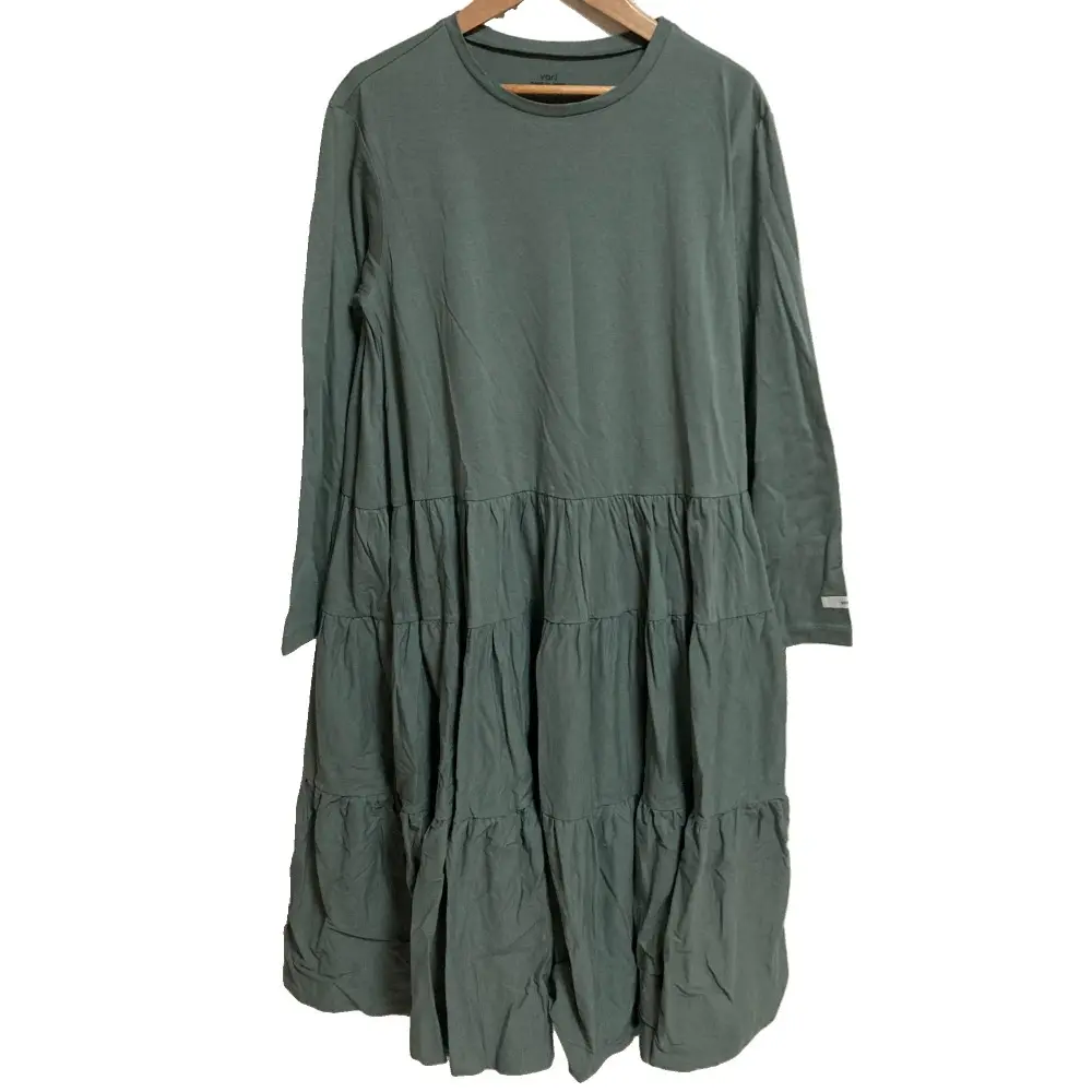 yori ヨリ ティアード カットソー ワンピース YR2014-102AW サイズF グリーン