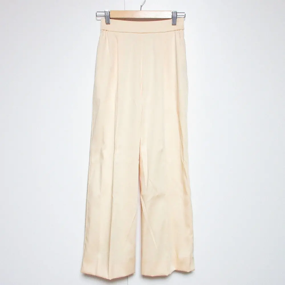 23SS yori ヨリ スプリングサテンワイドパンツ スラックス YR22-23021SP サイズ36 イエロー
