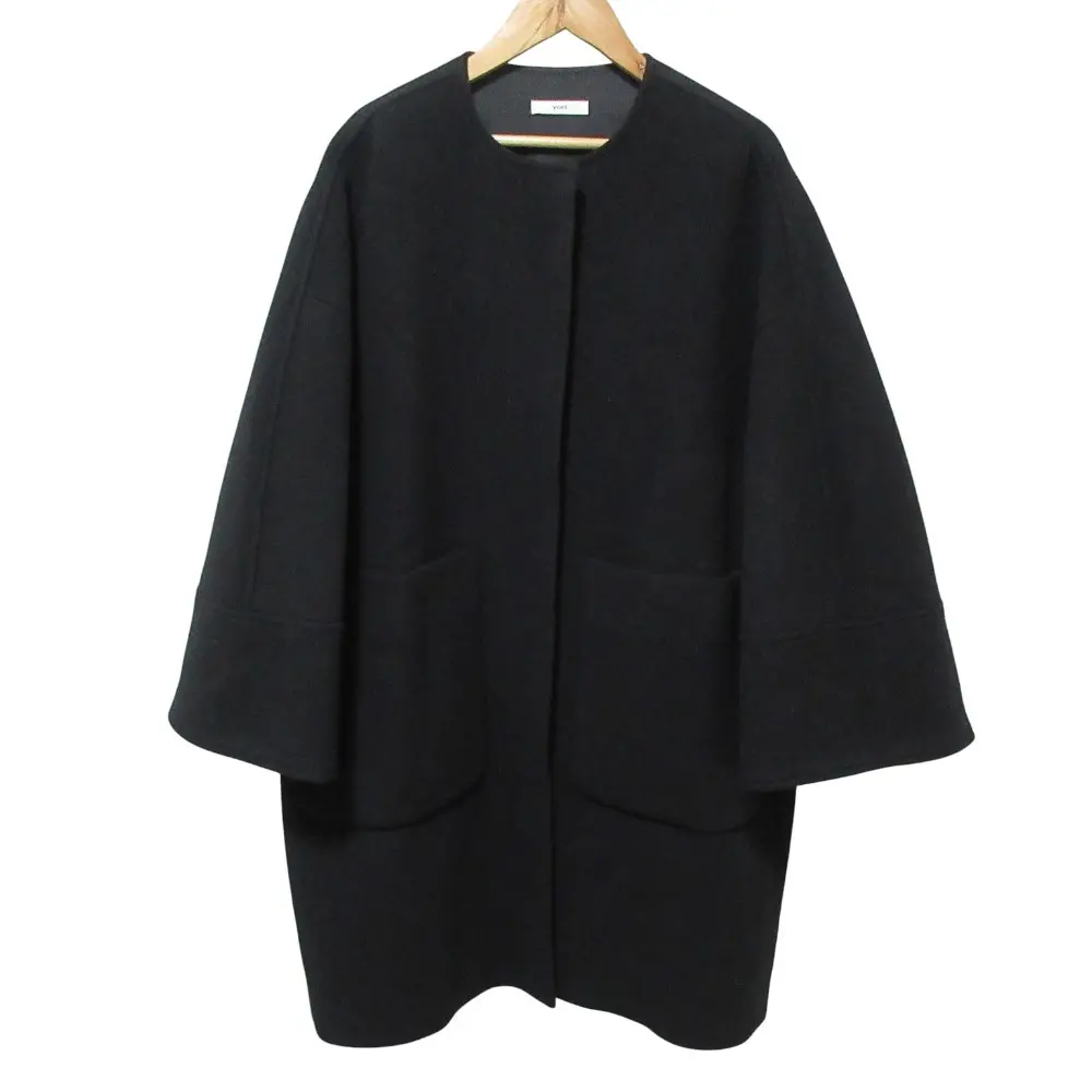 22AW yori ヨリ ノーカラー スクエアコート F ブラック