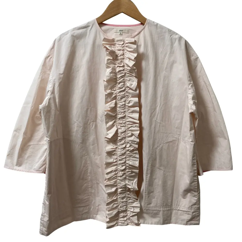 yori ヨリ フリル コットン 長袖 ブラウス YR2125-051SM サイズ38 ピンク