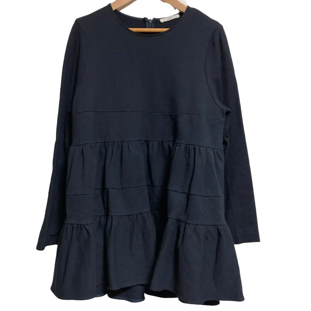 22AW yori ヨリ ぬくぬくヘムフリルブラウス YR2221-123AW サイズF ネイビー