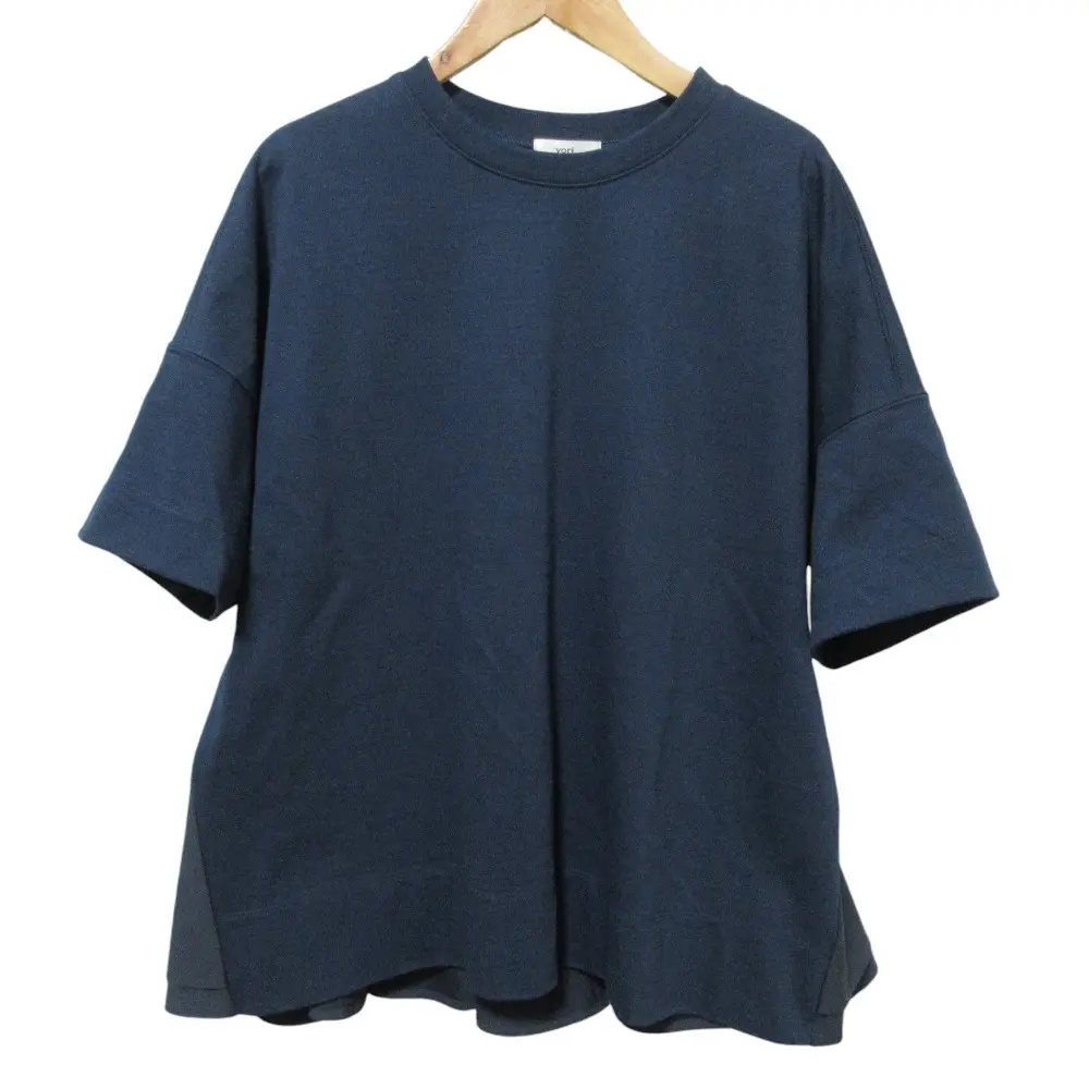 25SS yori ヨリ Solid Back Flare Tee ソリッドバックフレアTシャツ カットソー YR11-25102K F ネイビー