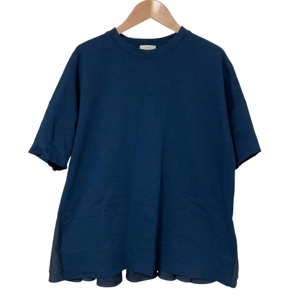 25SS yori ヨリ Solid Back Flare Tee 半袖 バックフレア Tシャツ カットソー YR11-25102K Fサイズ ネイビー
