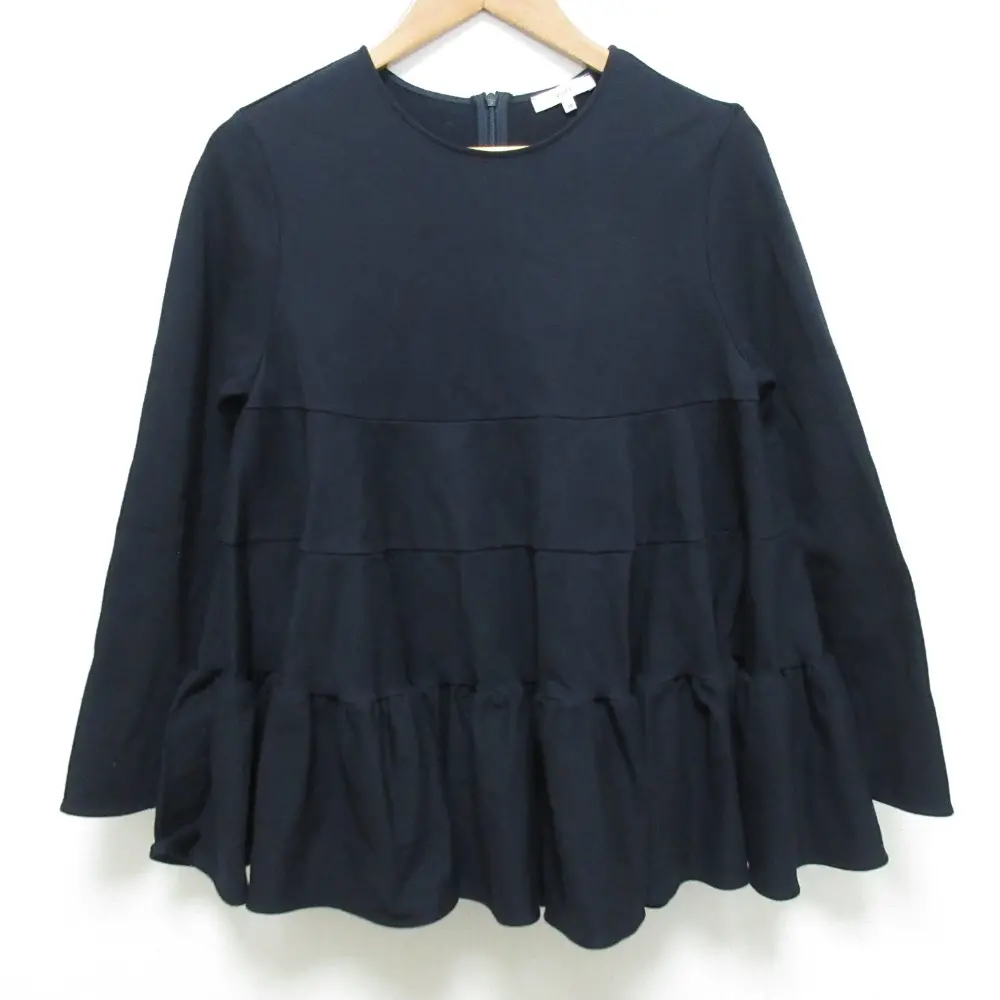 23AW yori ヨリ ぬくぬくティアードフリルブラウス サイズ36 ネイビー