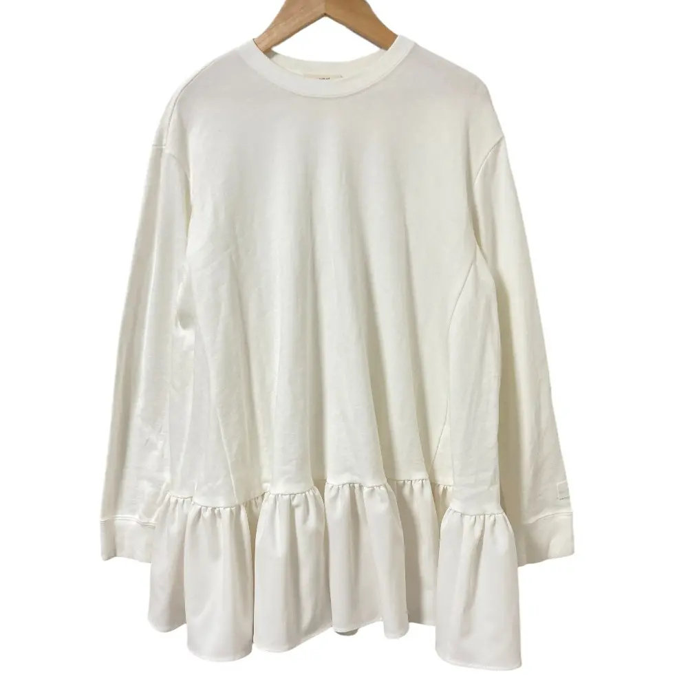 24SS yori ヨリ 裏毛ヘムギャザーカットソー ブラウス サイズF ホワイト