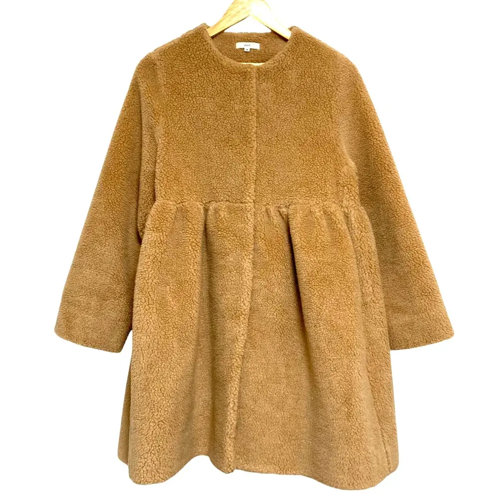 23AW yori ヨリ もふボアコート ノーカラー ペプラム コート サイズ36 キャメル