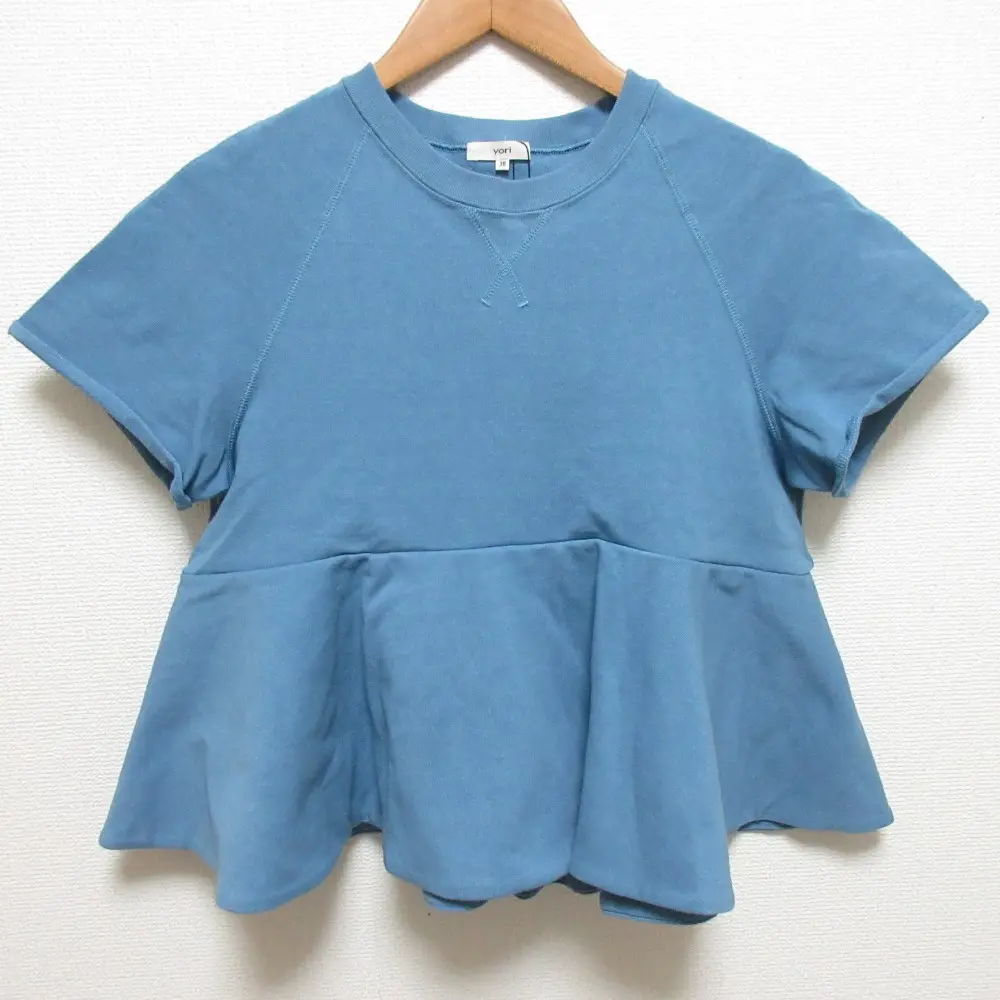 25SS yori ヨリ ドライコンパクト裏毛フレアTee カットソー RY11-25059SM サイズ38 ブルー 
