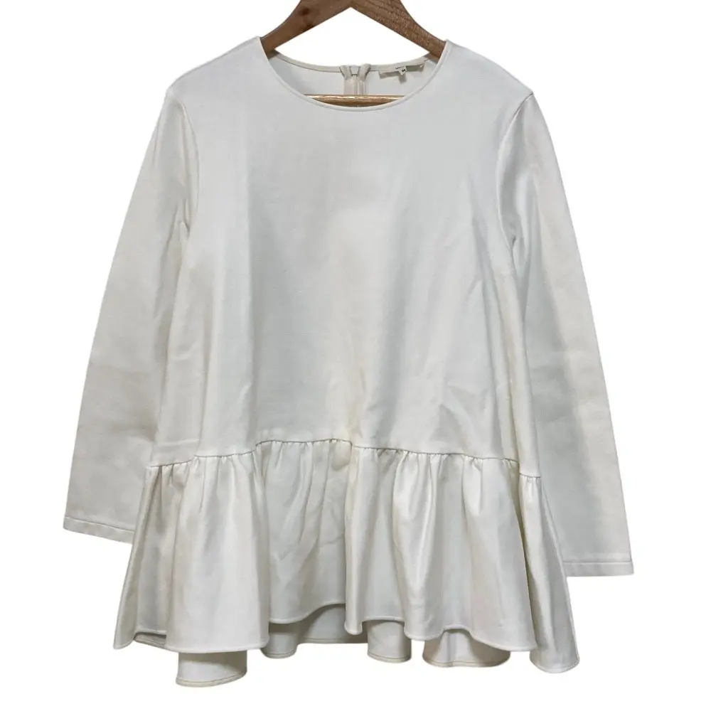 yori ヨリ ぬくぬくヘムフリルブラウス YR2121-115AW サイズ36 ホワイト