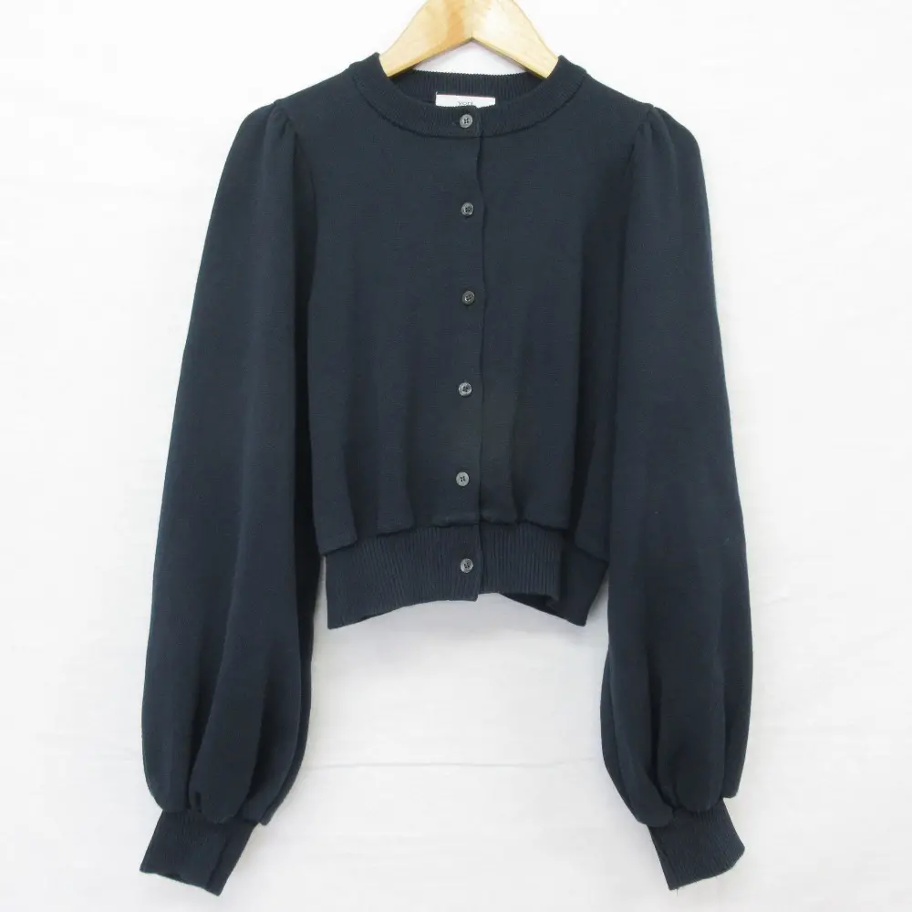 23SS yori ヨリ パフスリーブ ショートカーディガン サイズF ネイビー