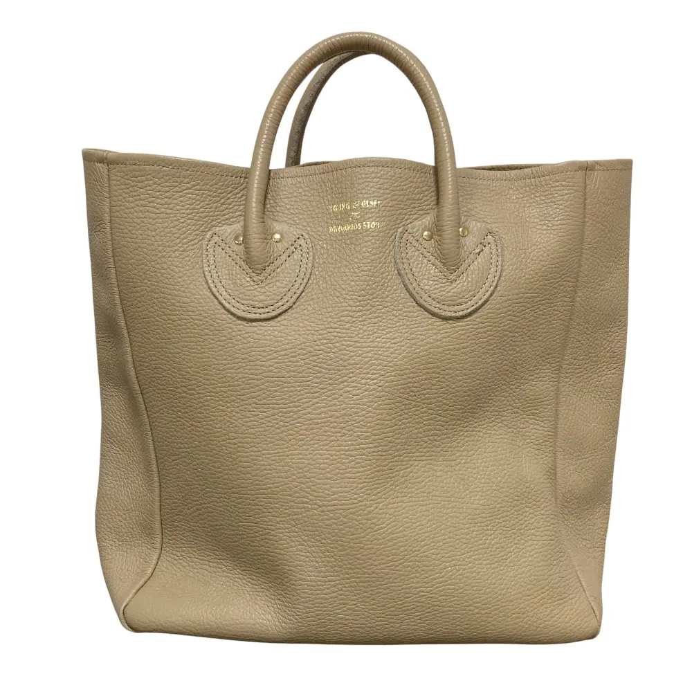 YOUNG & OLSEN ヤングアンドオルセン EMBOSSED LEATHER TOTE レザー トートバッグ M 221300675 ベージュ