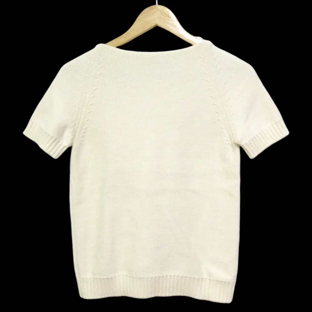 YURI PARK ユリパーク バックリボン クルーネック ショートスリーブ コットンニット セーター カットソー アイボリー
