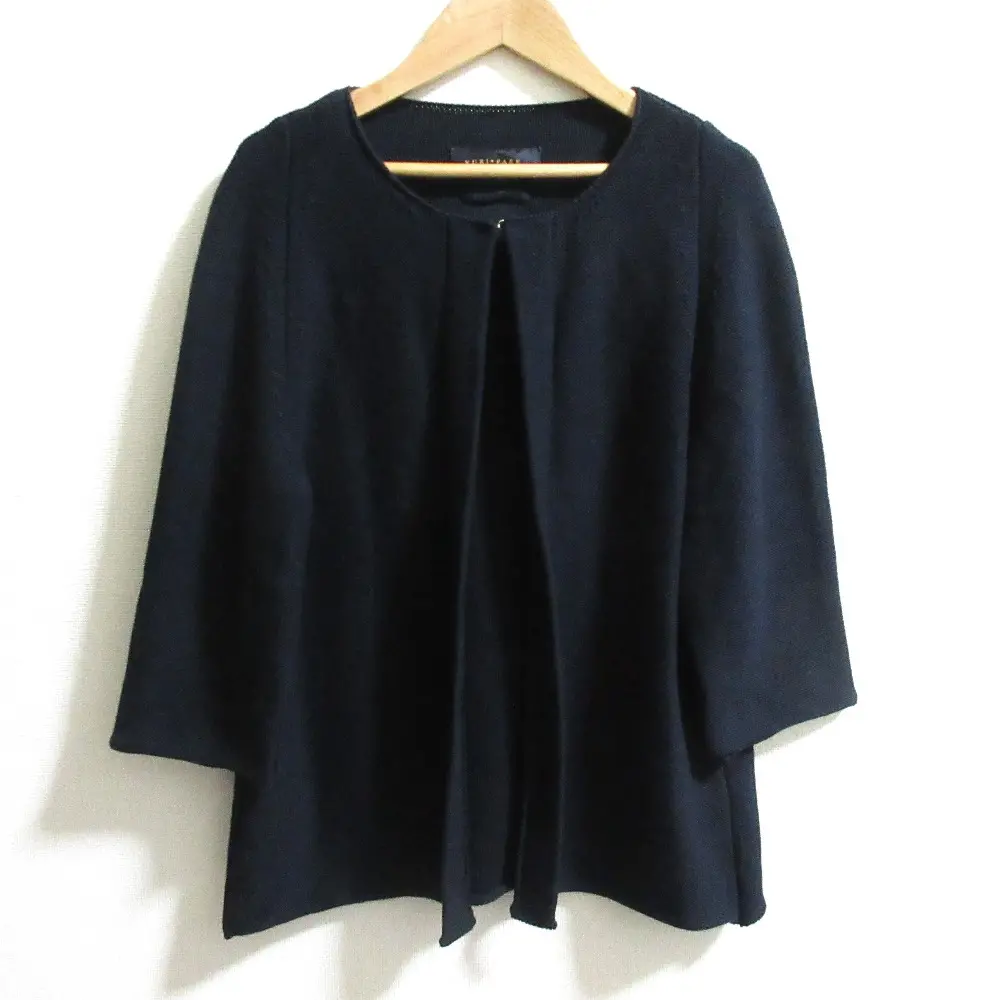 YURI PARK ユリパーク バックリボン コットンニット カーディガン ジャケット ネイビー