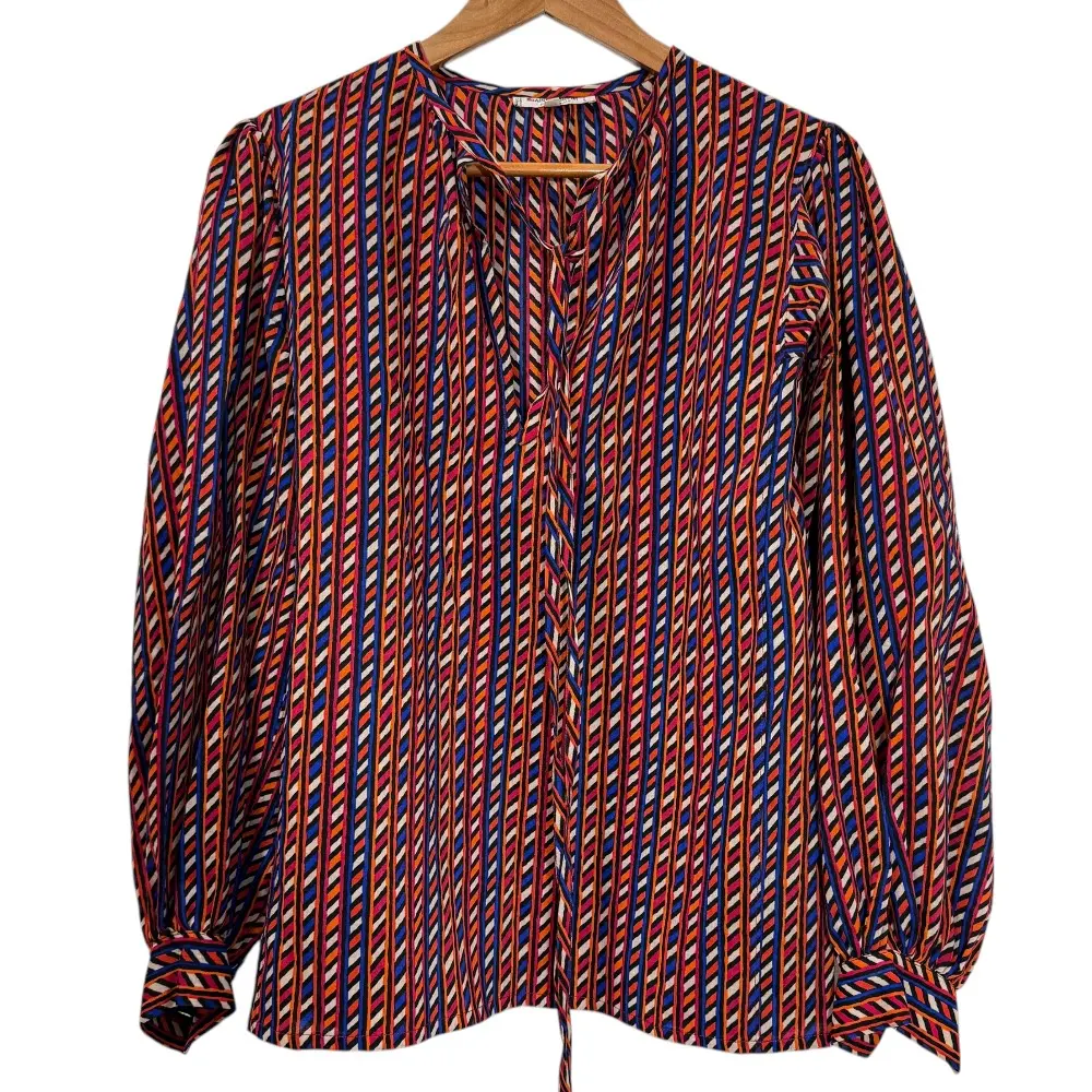 YVES SAINT LAURENT rive gauche イヴサンローラン ヴィンテージ フランス製 総柄 プルオーバー ブラウス 38 レッド系