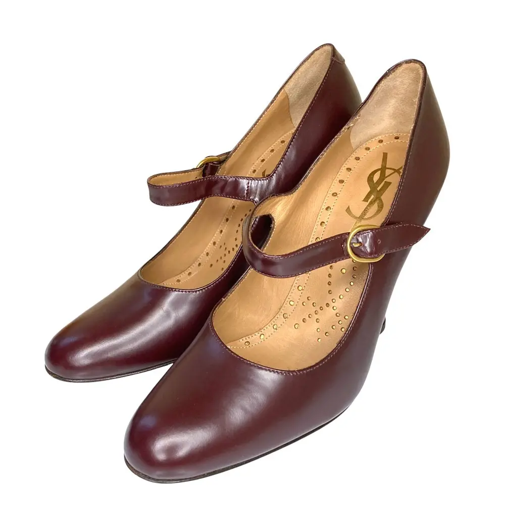 YVES SAINT LAURENT rive gauche イヴサンローランリヴゴーシュ パンプス サイズ37.5 約24cm ボルドー ブラウン