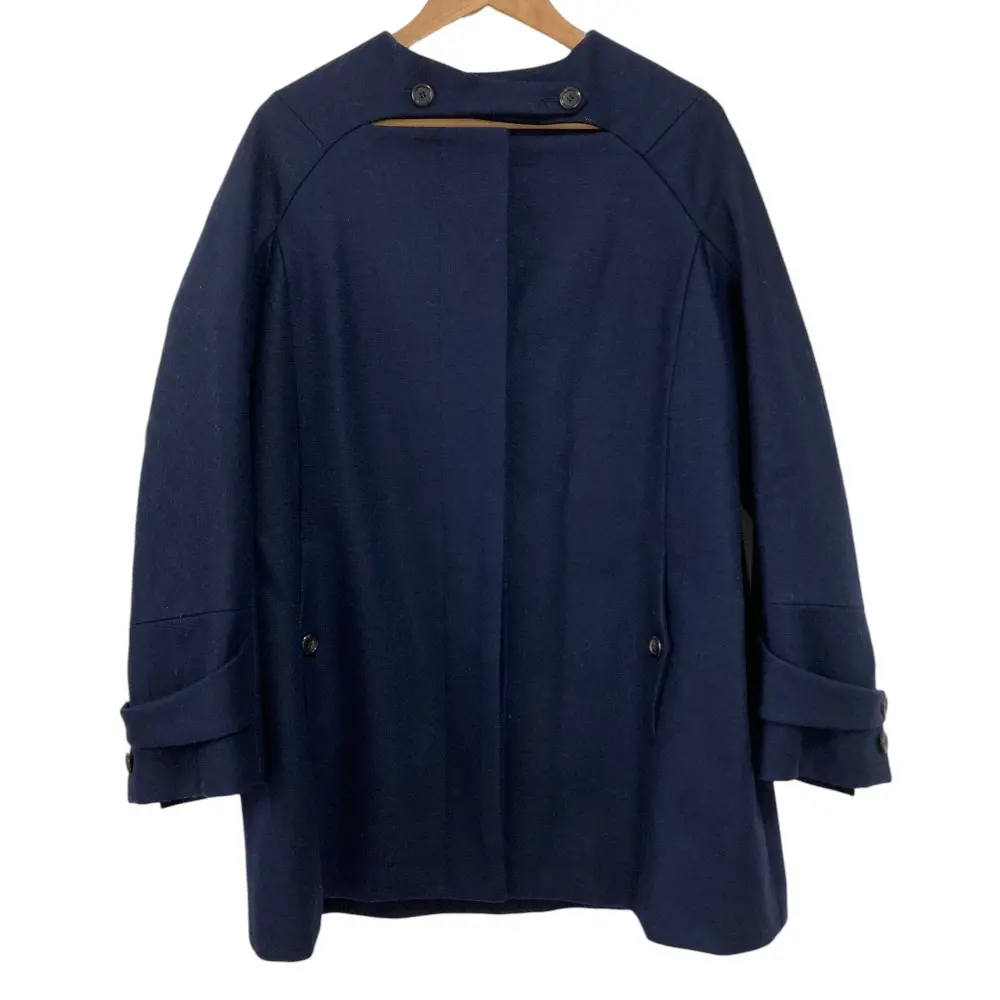 07AW Yves Saint Laurent イヴサンローラン デザインハーフコート ノーカラーコート サイズ36 ネイビー