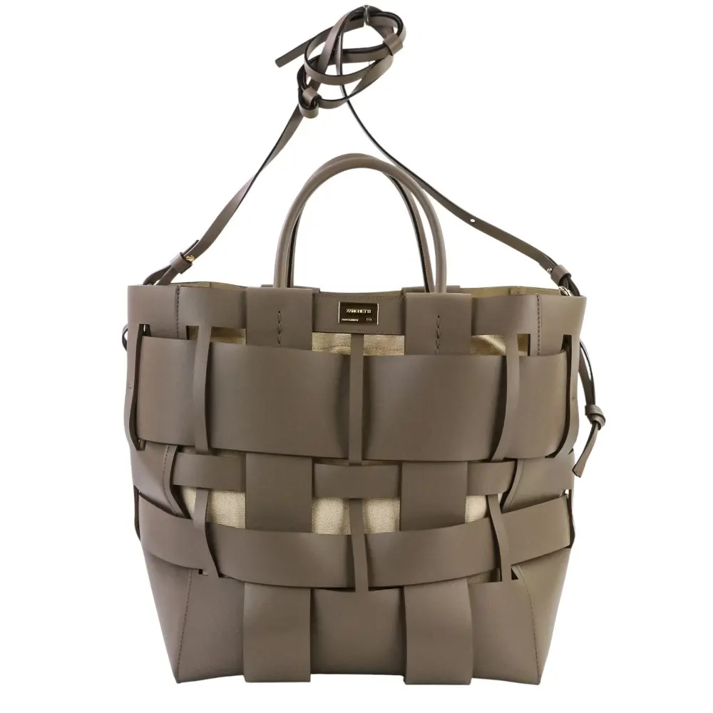 ZANCHETTI ザンケッティ WOVEN SHOPPER 編み上げ2wayトートバッグ グレージュ