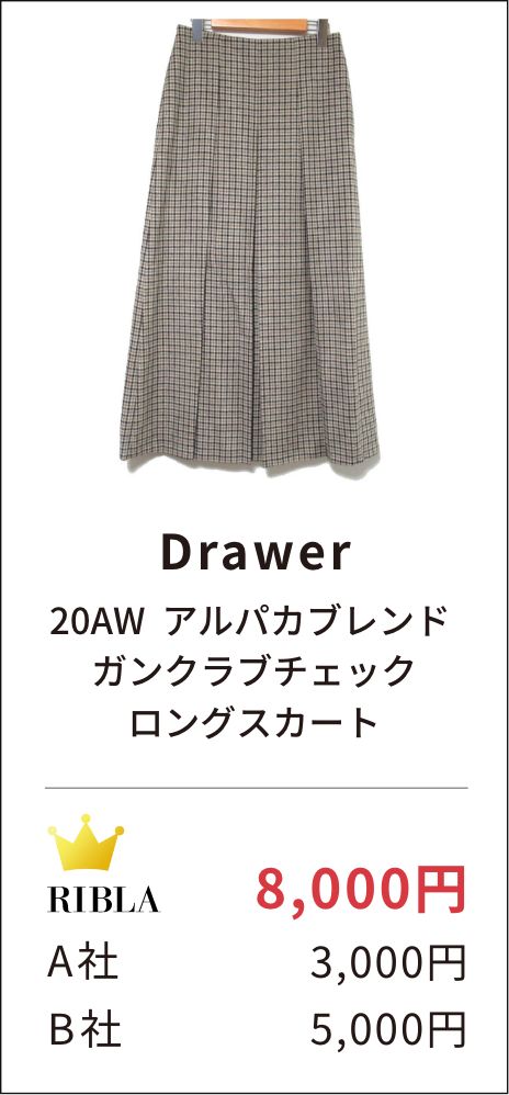 Drawer 20AW アルパカブレンドガンクラブチェックロングスカート