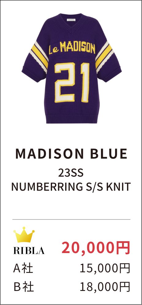 MADISON BLUE　23SS NUMBERRING S/S KNIT
